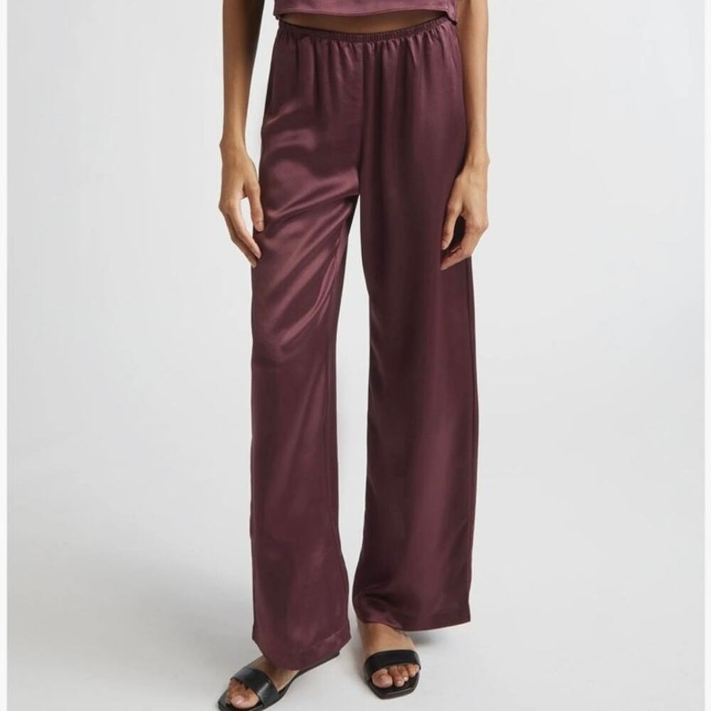 Leset Barb Wide Leg Satin Pants Medium